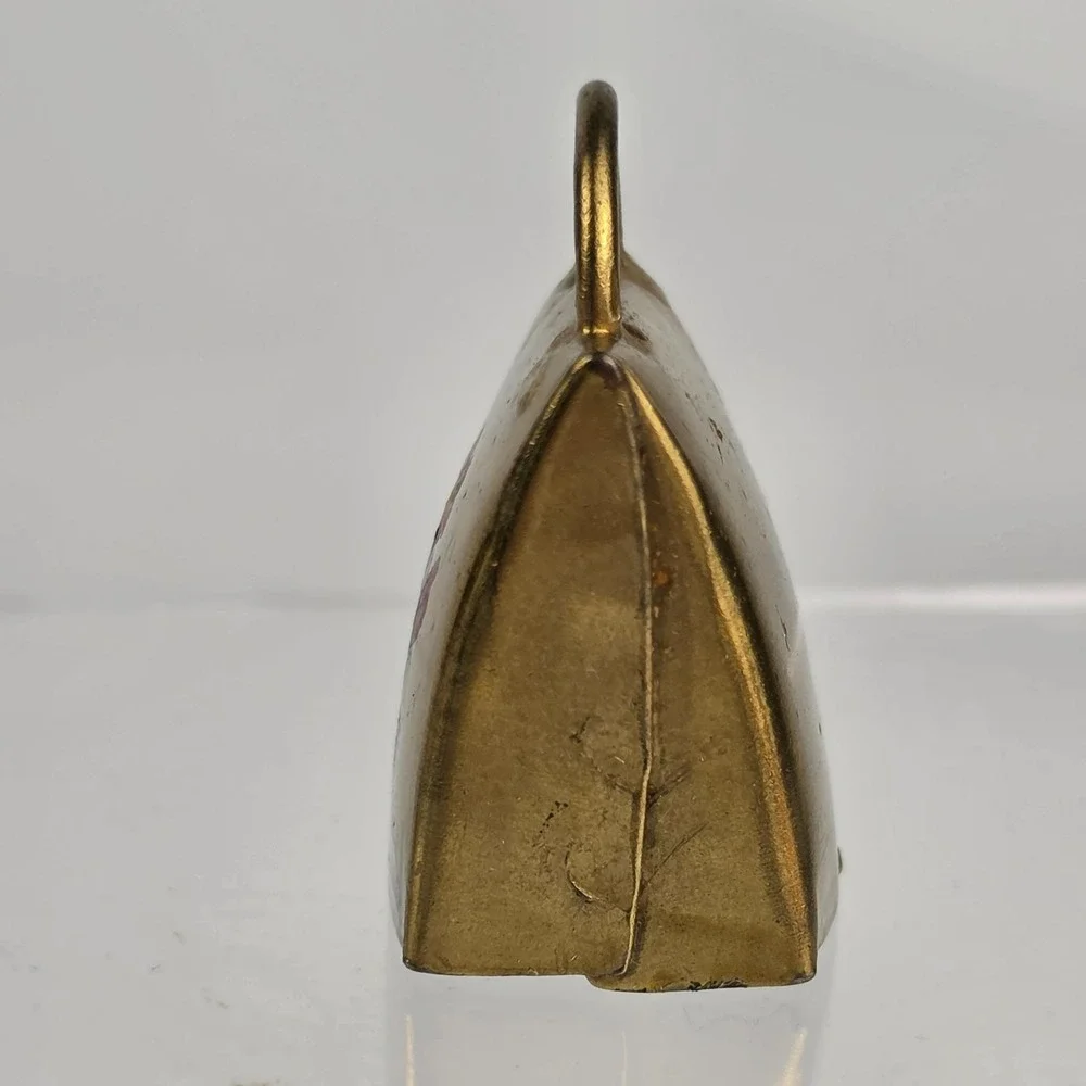 Vintage Switzerland Souvenir Bell Hand Painted Bag Shape Metal